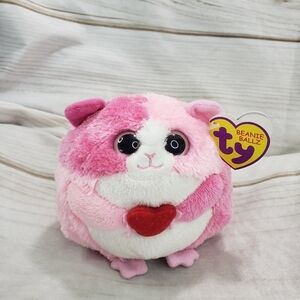 TY Beanie Ballz Rosa Pink Hamster 5 Inch Plush Stuffed Toy 2011 With Tag Heart